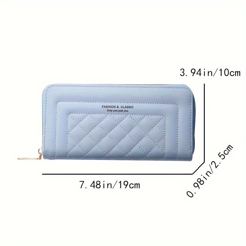 Women's Quilted Faux Leather Clutch Wallet with Wristlet in Red Black Burgundy