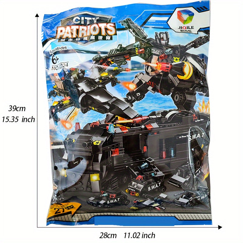 Игрушка-конструктор Робот-полицейский для детей от 6 лет, черный, образовательная игрушка