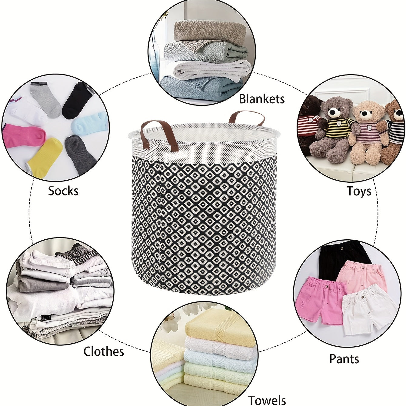 Large Waterproof Collapsible Laundry Basket with Handles for Dorms and Home Storage