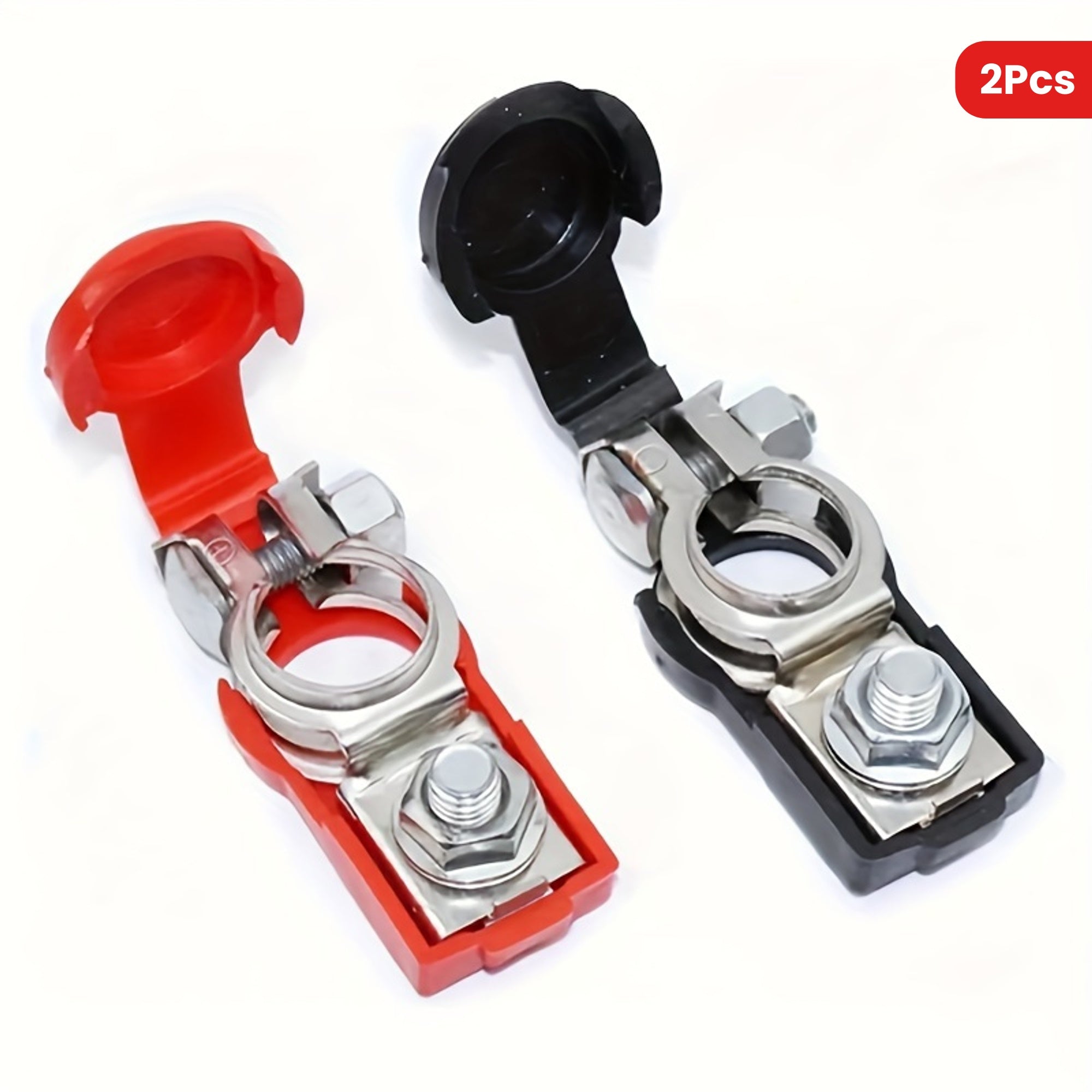2pcs Universal Car Battery Terminal Clamps Red Black Large Battery Connectors