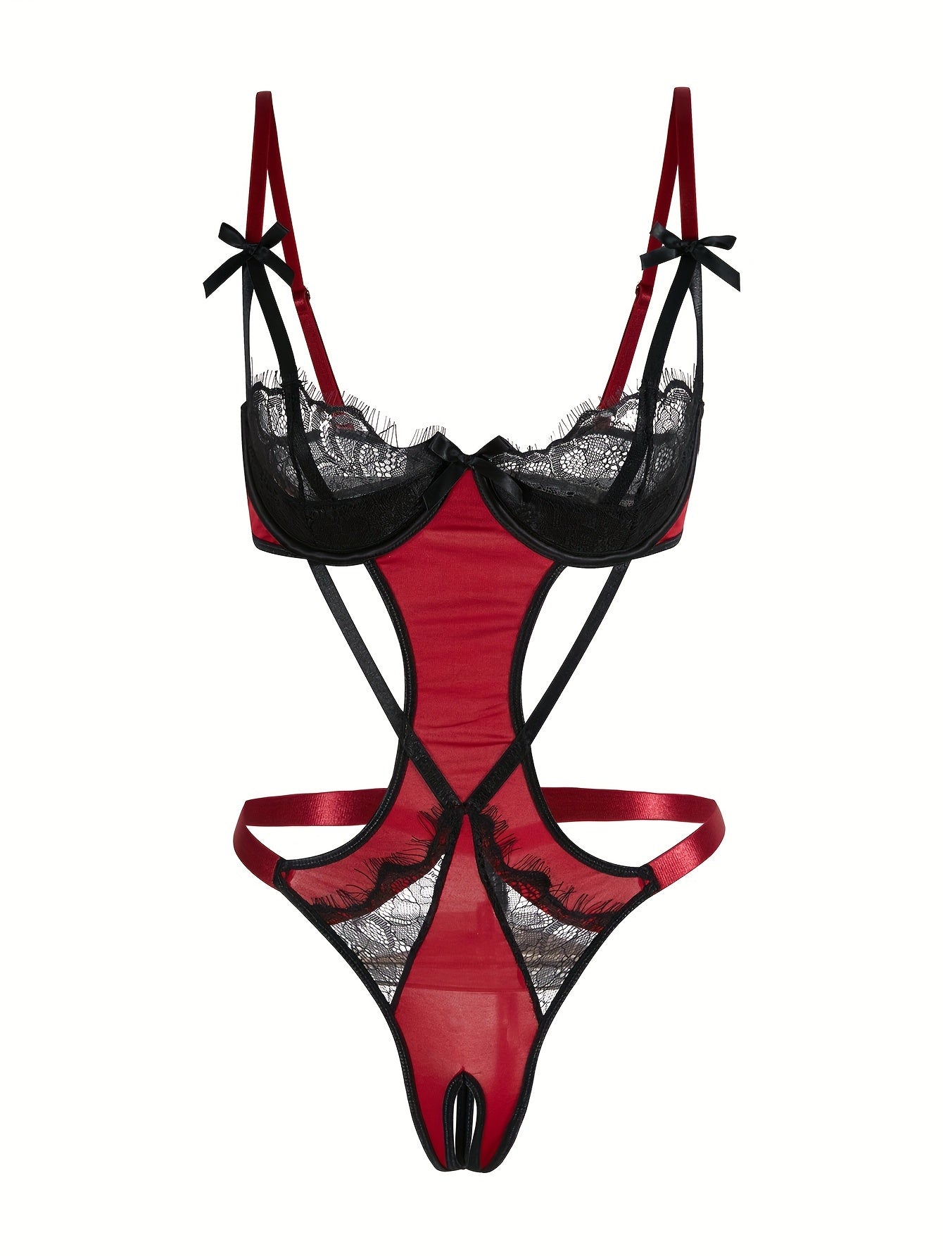 Lace Teddy with Strappy Design for Women Boudoir Lingerie