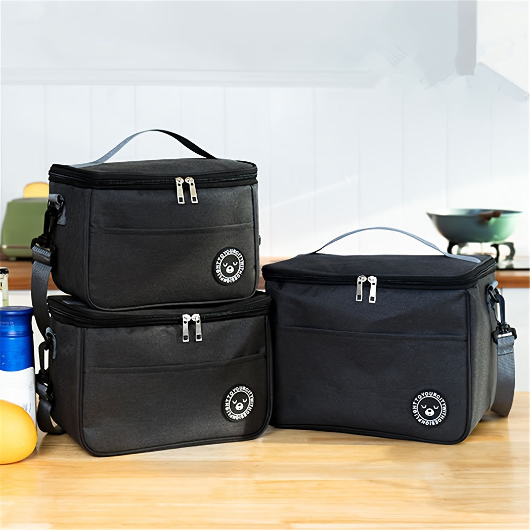 Large Capacity Portable Lunch Bag Cationic Oxford Cloth Thermal Bento for School and Kitchen