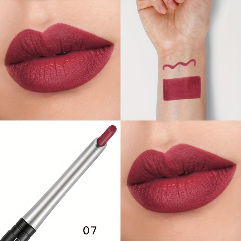 Lápiz delineador de labios mate impermeable para mujer, rojo, contorno, lápiz de labios de larga duración