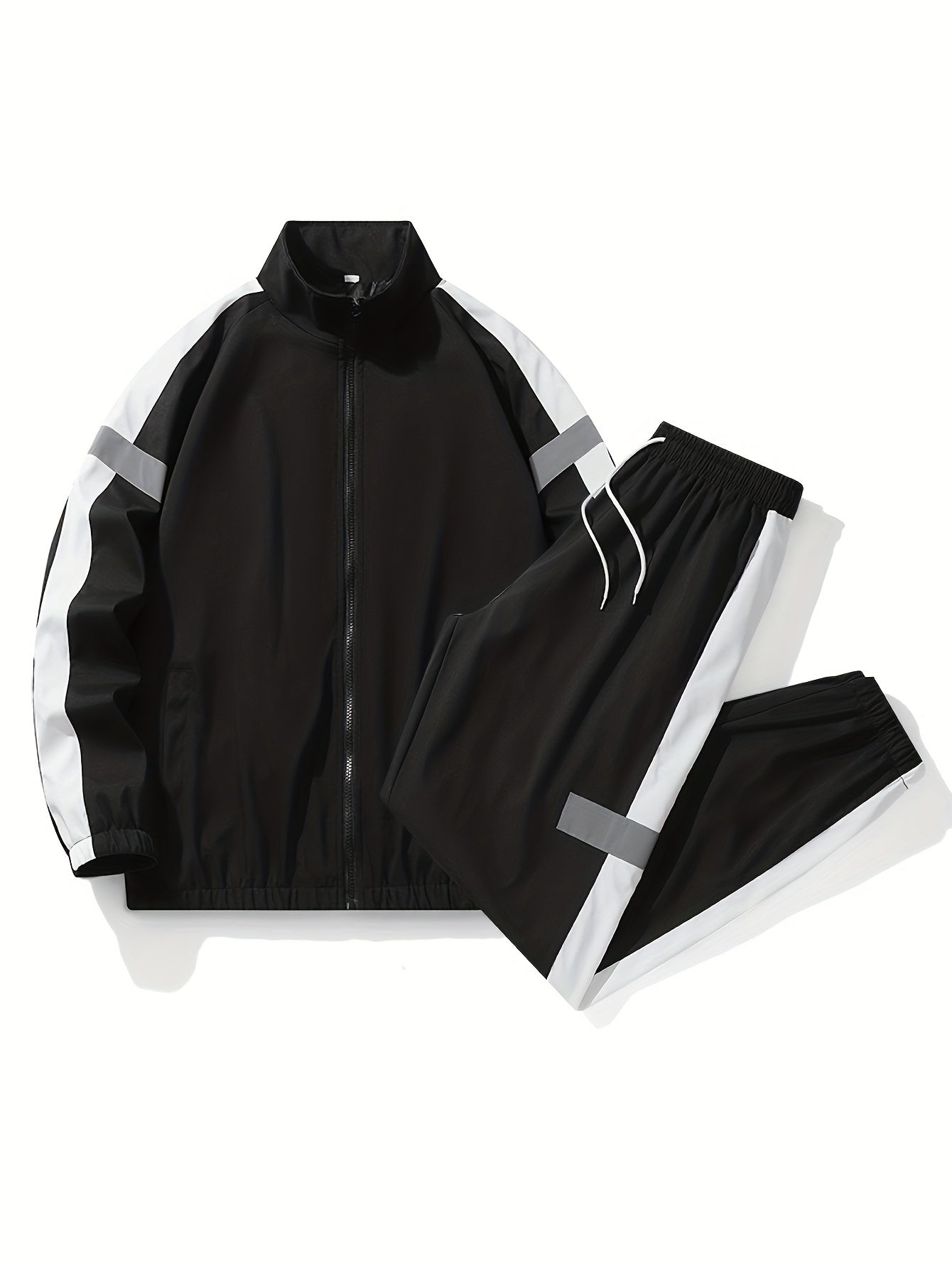 Мужской ветронепроницаемый костюм из куртки и брюк с отражающей этикеткой, весна-осень, повседневный стиль