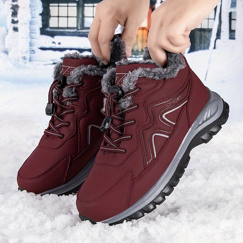 Women's Slip-Resistant Sneakers with EVA Sole and Arch Support Black Burgundy