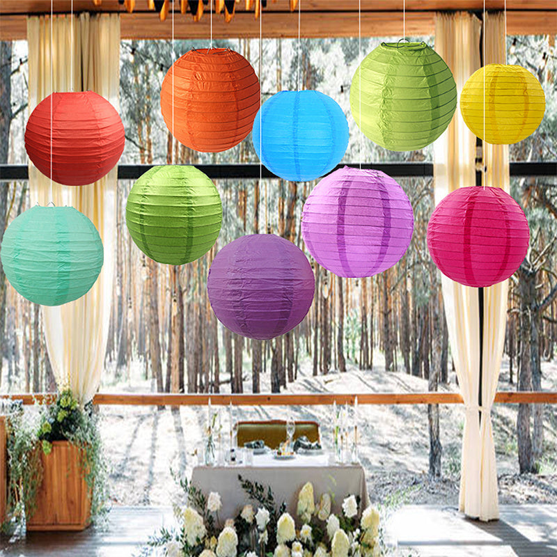 10 Festive 7.9 Inch Paper Lanterns in Assorted Colors for Holidays and Celebrations