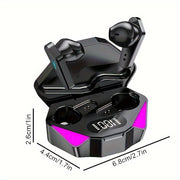 Black Wireless Earbuds with LED Display Touch Control for Sports and Gaming