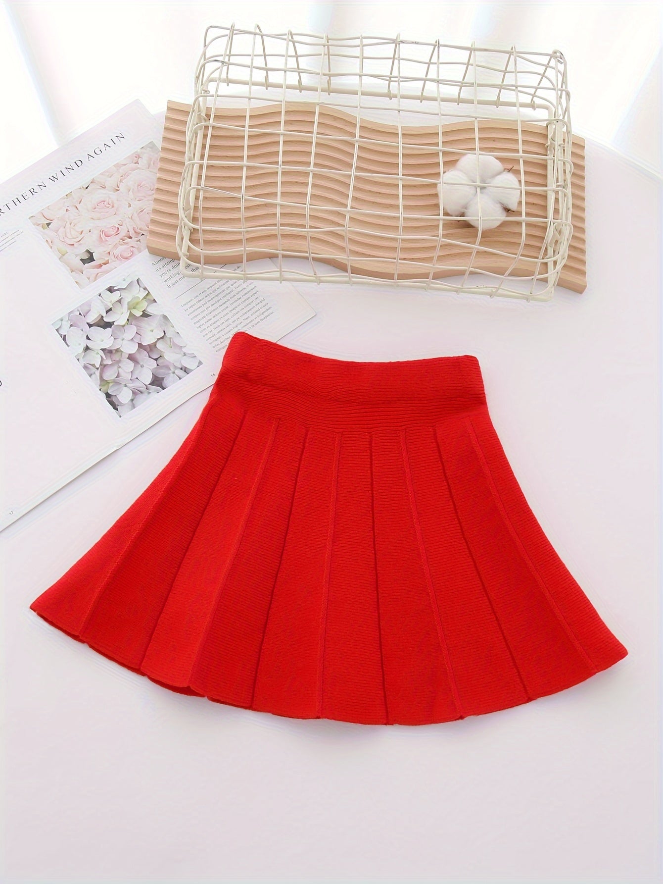 Girls Kids Spring Fall Outfit Set Cardigan Sweater and Pleated Skirt