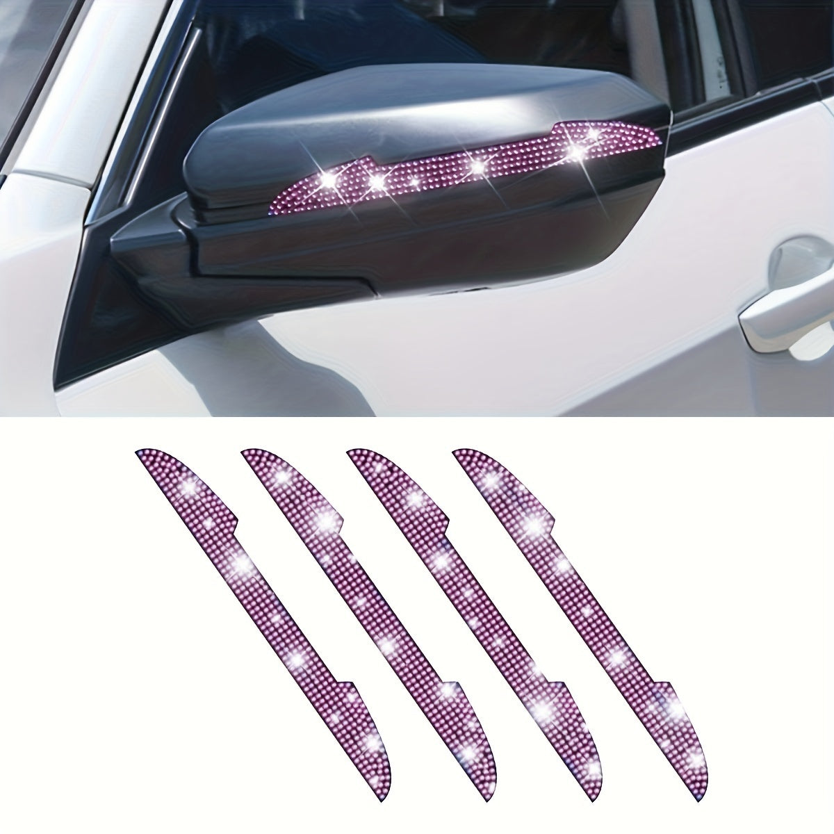 Set of 4 Rhinestone Car Door Handle Scratch Protectors for All Vehicles