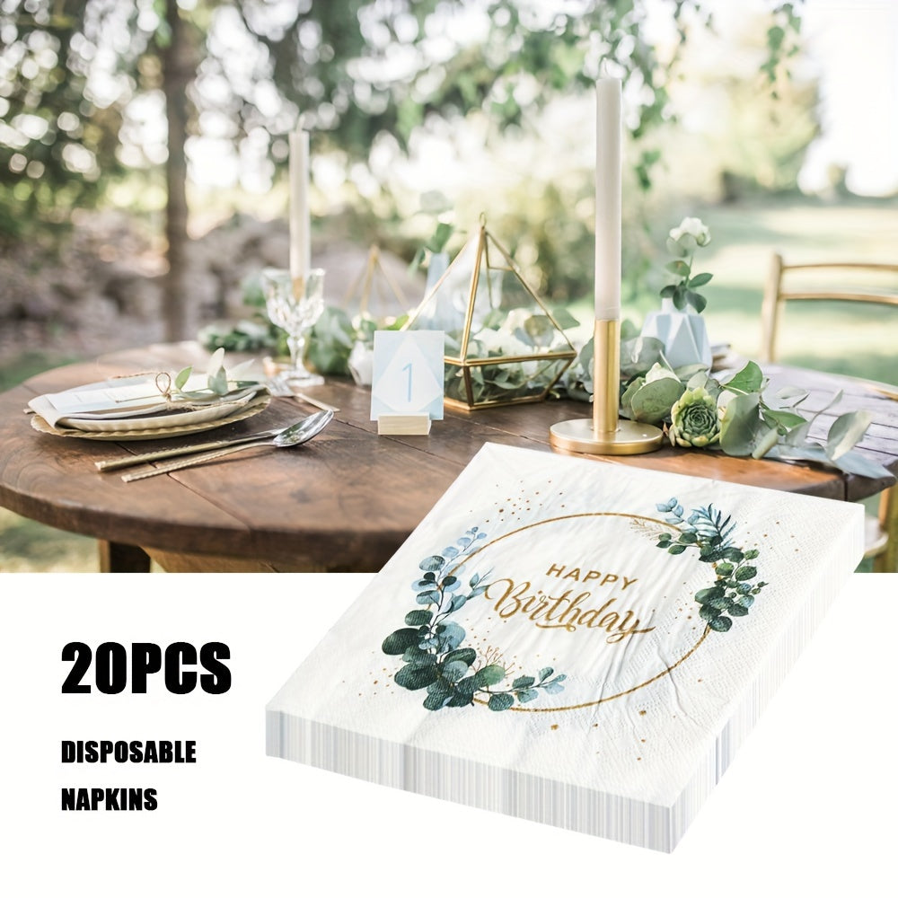 20 Pack Disposable Birthday Napkins 33cm Double Layered Party Supplies