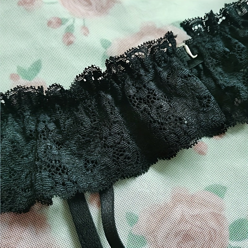 Jozibali ko'rinish uchun dantelli garter ichki kiyim.