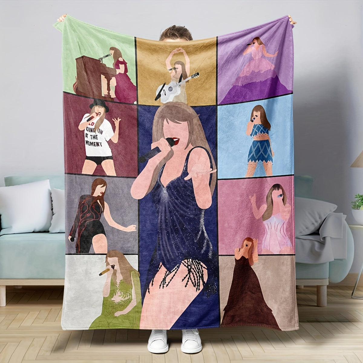 Music Lover's Flannel Blanket Nap Shawl Stain-Proof Versatile Gift