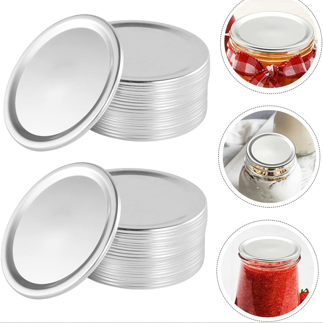 Wide Mouth Mason Jar Lids 70/86mm Tinplate Seal for Preserving and Decorating