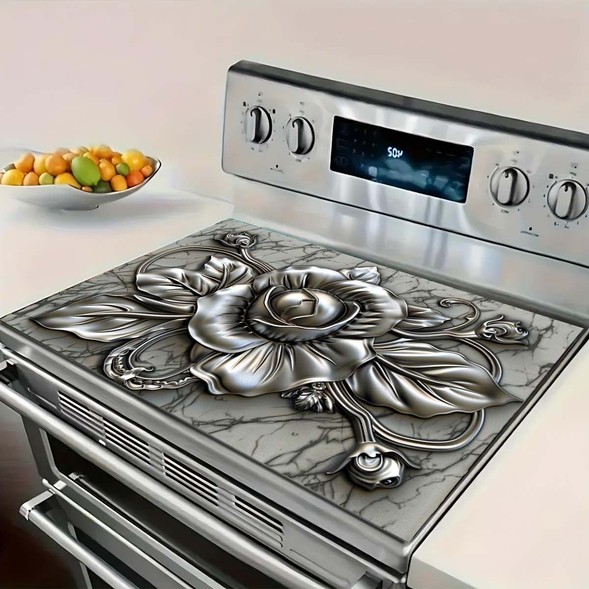 3D Floral Art Gas Stove Burner Cover Heat Resistant Scratch Proof Durable Polyester