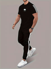 Casual Print Polyester Knit Set with Crew Neck and Regular Fit