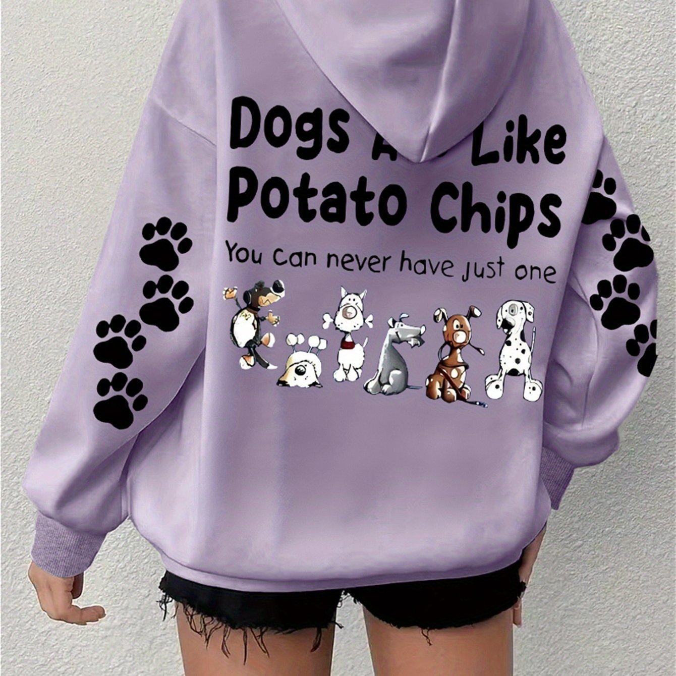Толстовка с принтом собаки для полных женщин хлопковая повседневная с капюшоном и шнурком