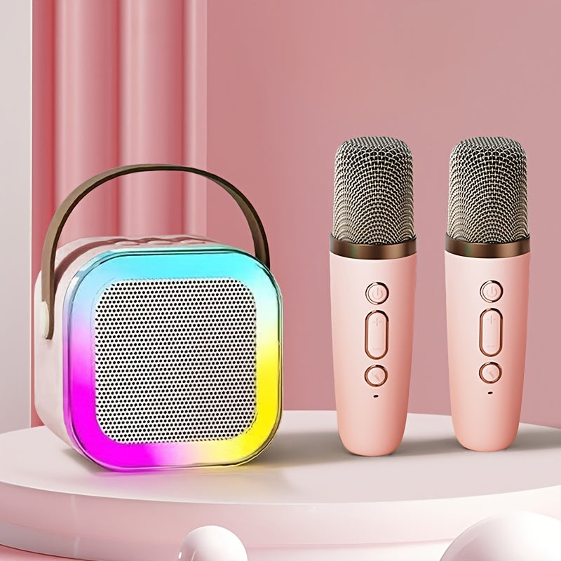Wireless Mini Karaoke Speaker with RGB Lights Portable Bluetooth Party Machine for Family Gatherings
