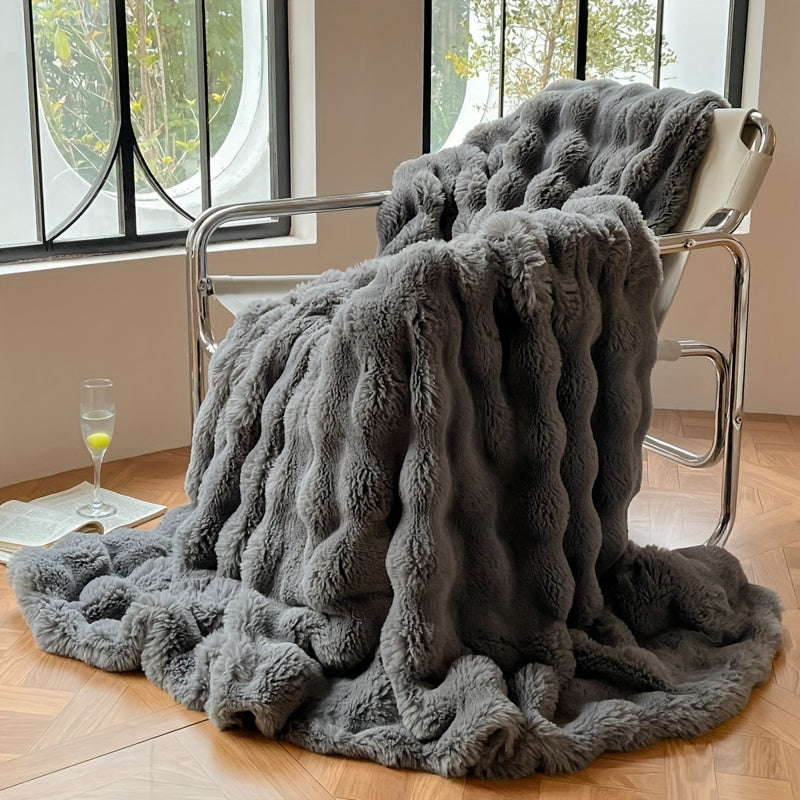 Faux Fur Blanket Soft Warm All-Season for Bedroom Office Travel and Home Decor