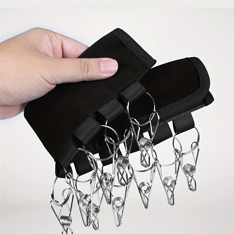 Wall-Mounted Foldable Rack with 12 Clips for Hats Socks Lingerie Storage