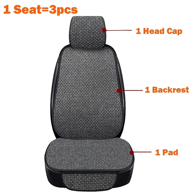 Conjunto de cojines para asiento de coche de lino transpirable, antideslizante, para todas las estaciones, universal
