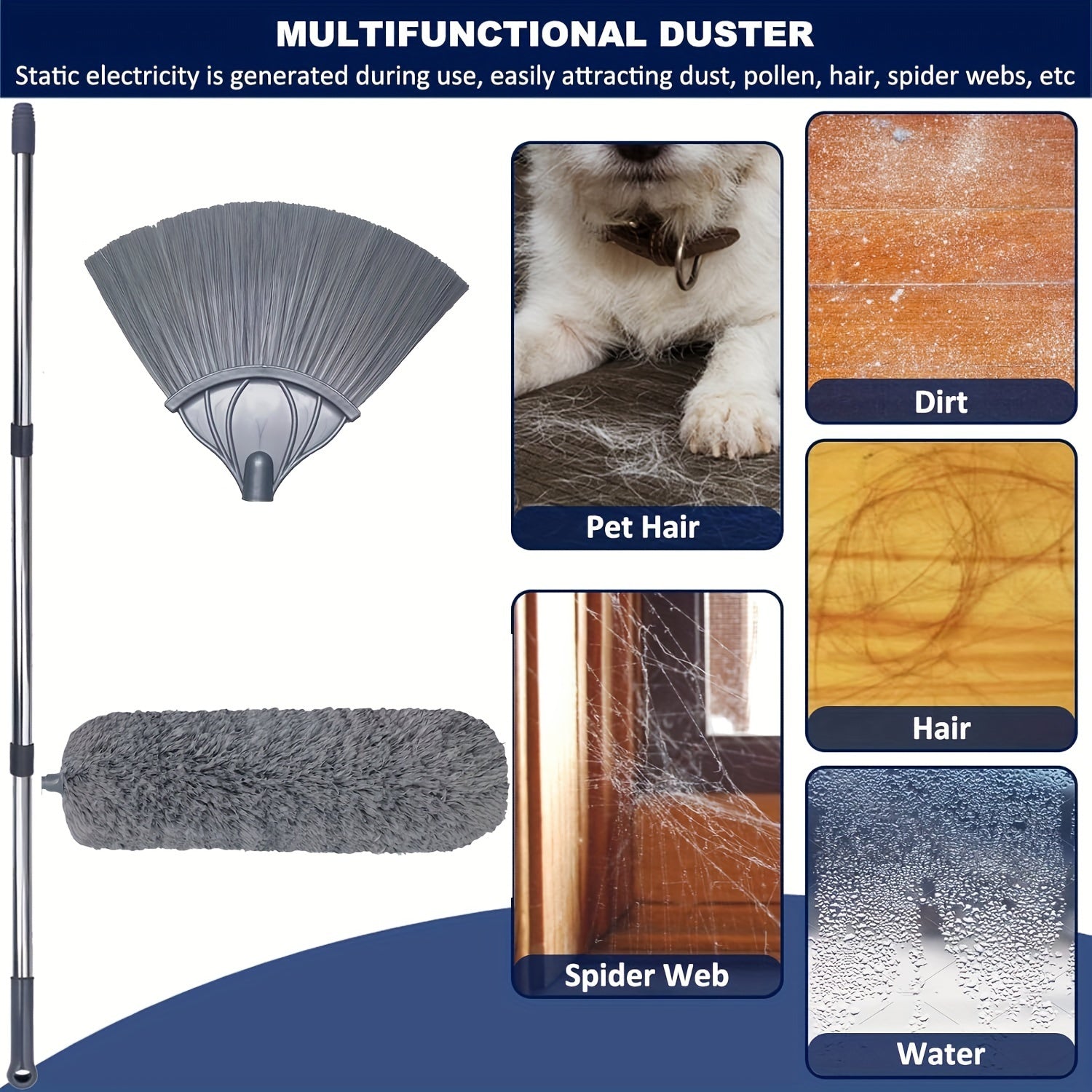 20-Foot Extendable Duster Set with Microfiber Brush for Ceiling Fans and Furniture