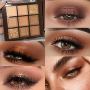 9-rangli ko'zoynak palitrasi Rose Golden Brown Matte Shimmer Mini uzoq davom etadigan, juda boy pigmentli