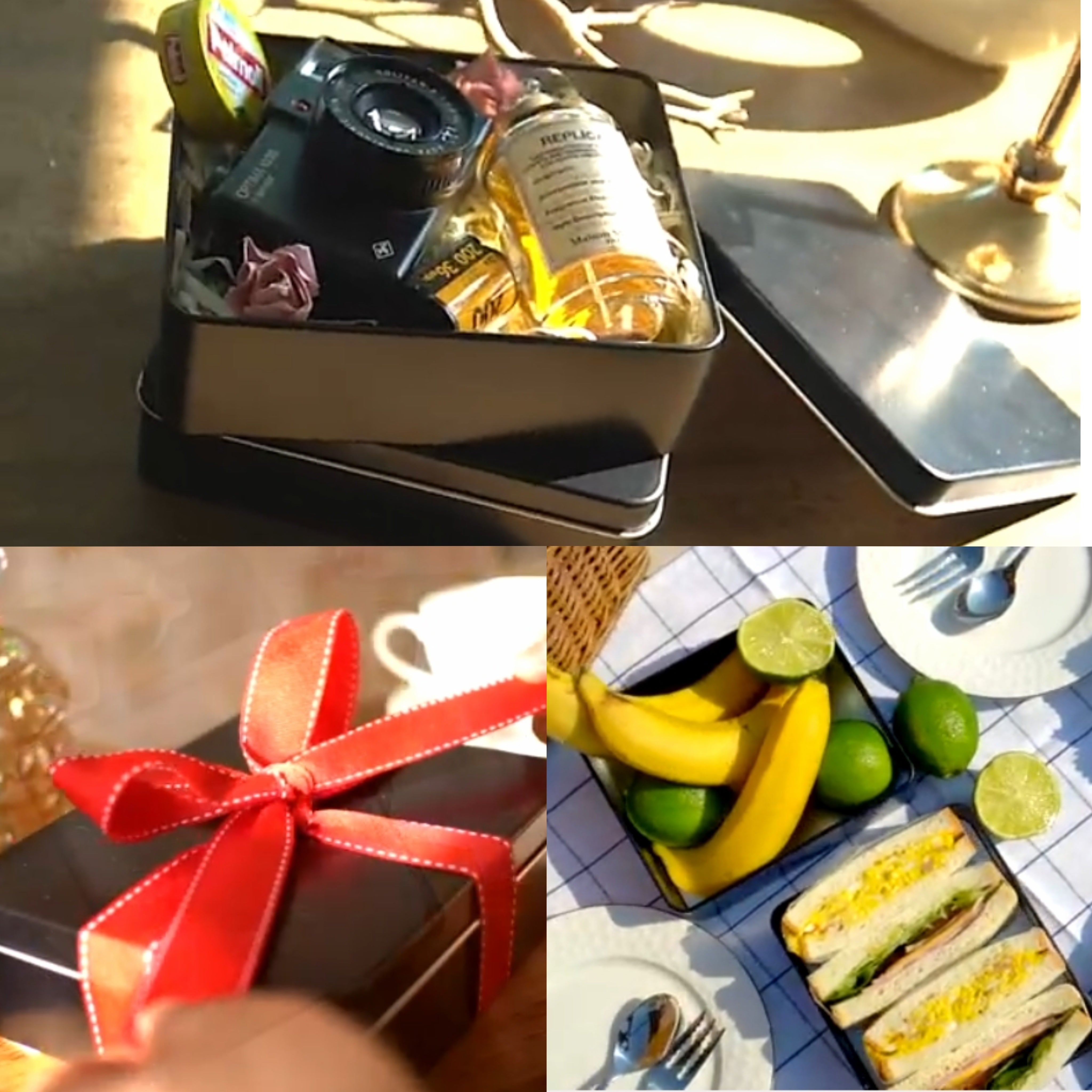 Black Metal Storage Box with Lid for Keys Cookies and Pencils 21.84x16x6.35 cm