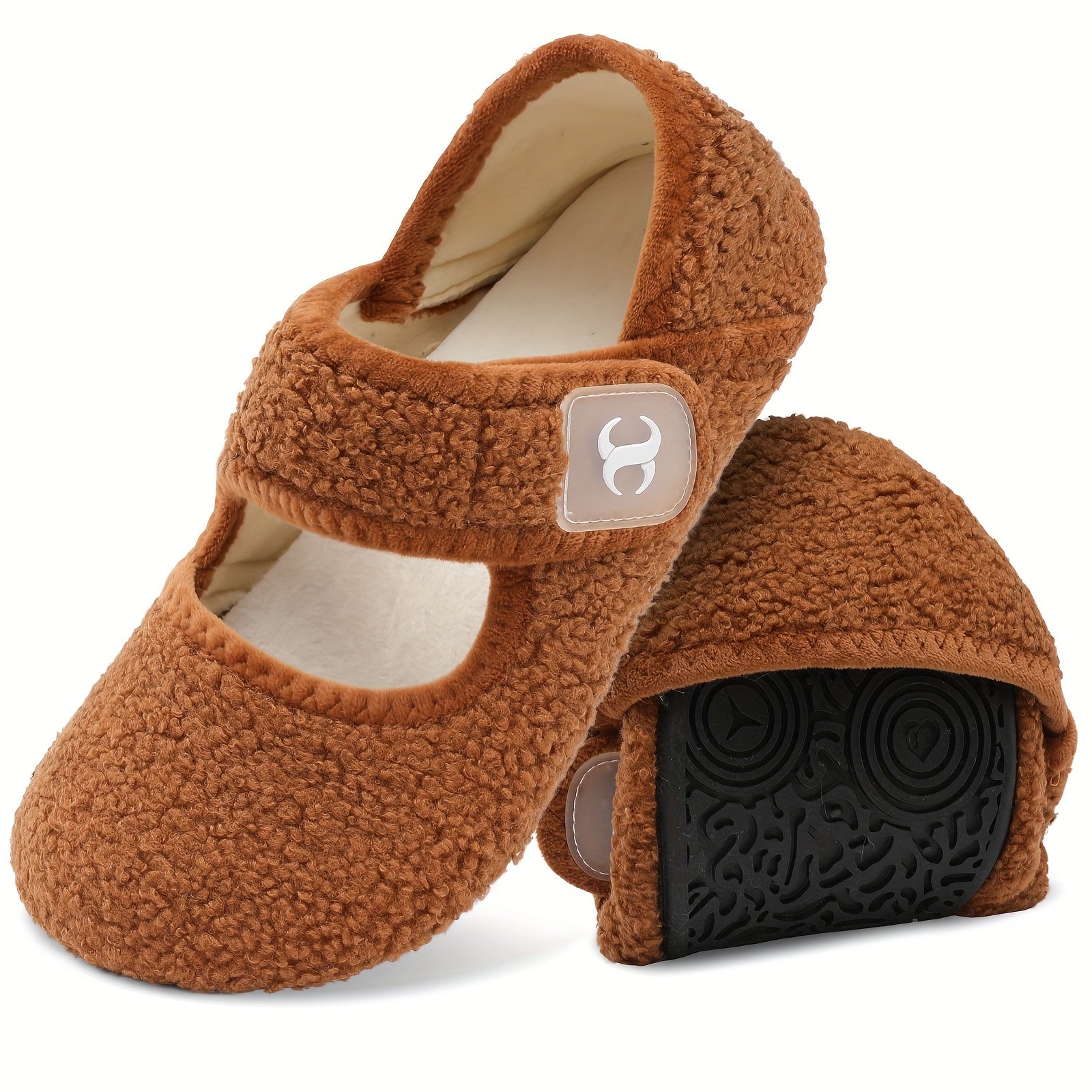 Women's Slip-On Flats - Soft Warm Lightweight Shoes with Hook and Loop