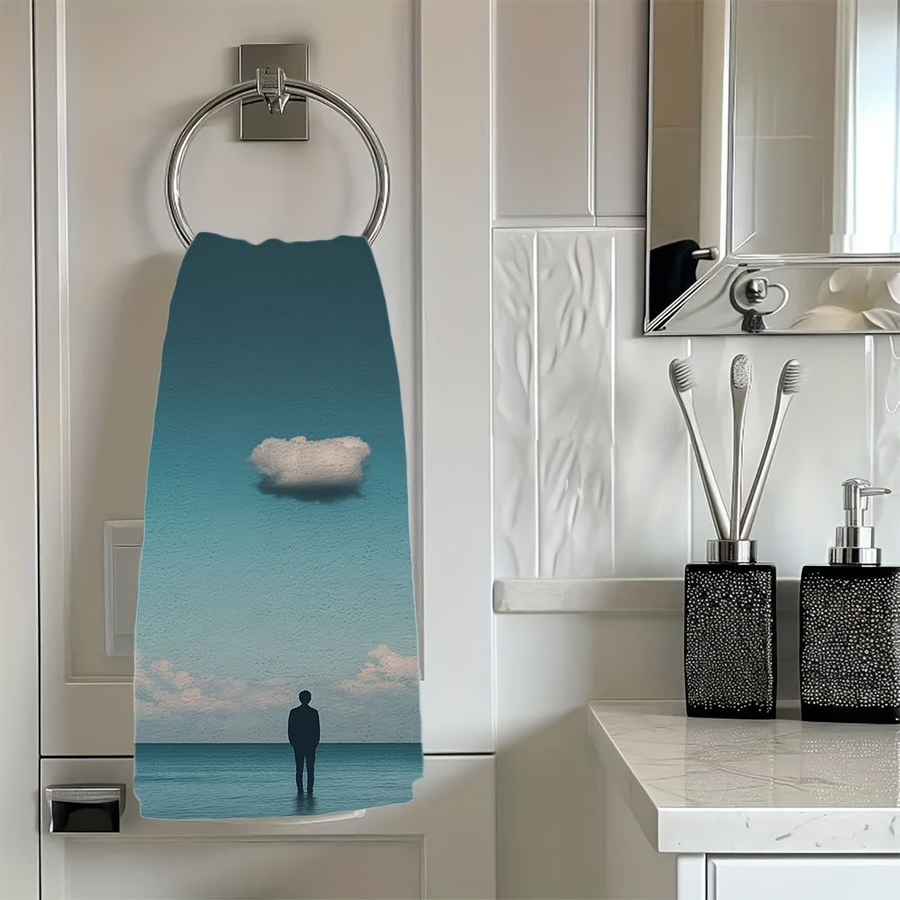 Two-Piece Ultra Soft Kitchen Towels Sky Cloud Design Highly Absorbent Machine Washable