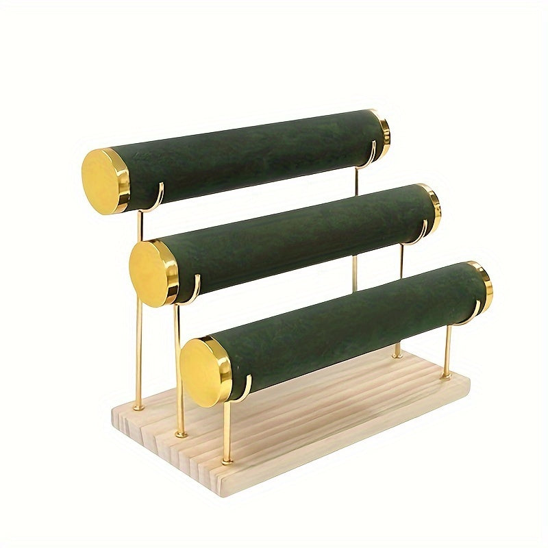 Bracelet Organizer with Removable Tiered Holder and Velvet Display Rack