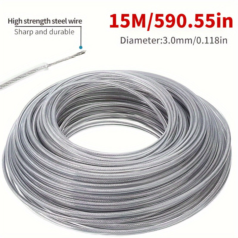 2pcs Steel Wire Nylon Grass Trimmer Line 15m 3mm Diameter Replacement for Lawn Mowers