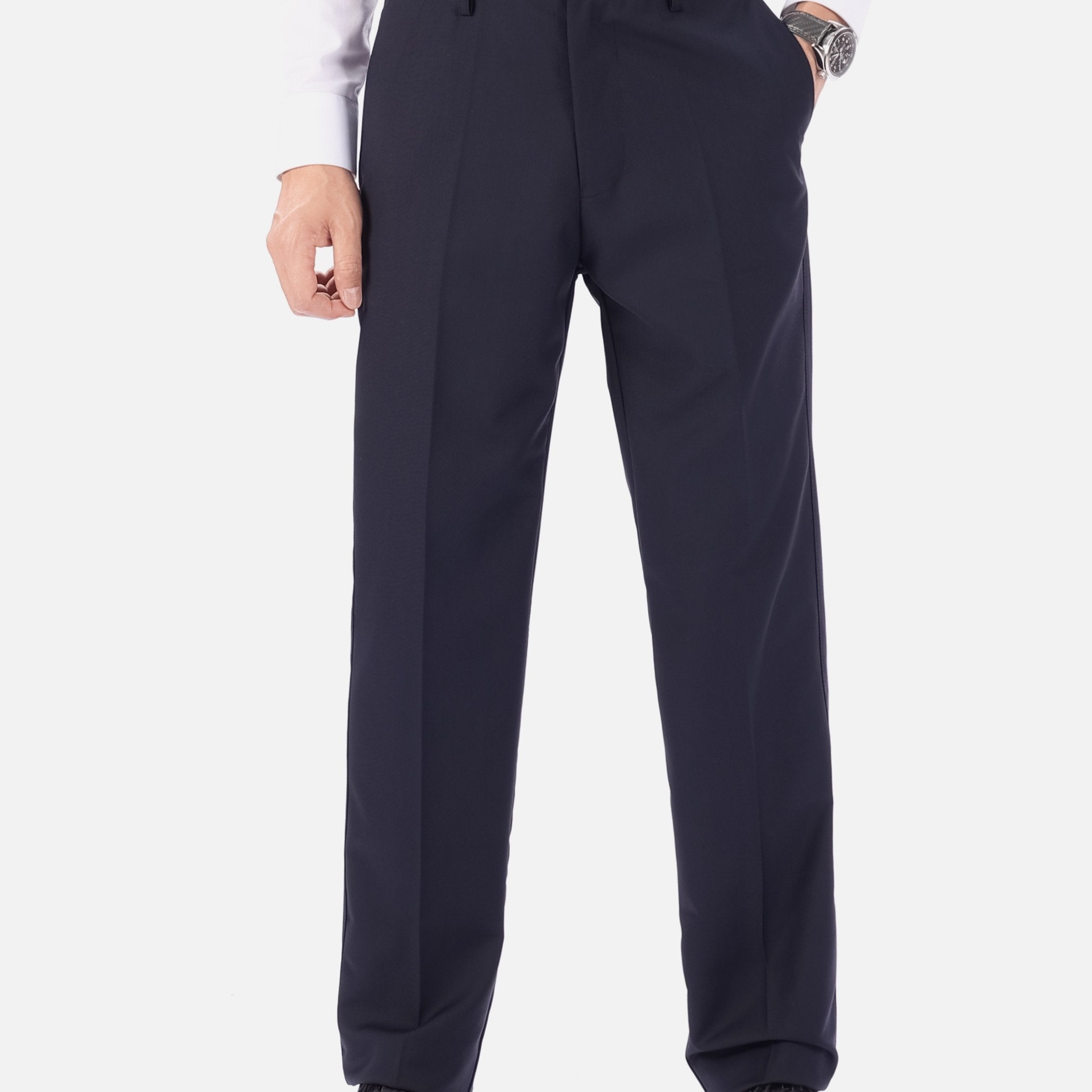 Kattalar va nafis rasmiy kiyim uchun erkaklar uchun plussiz qattiq kostyum shimlari.