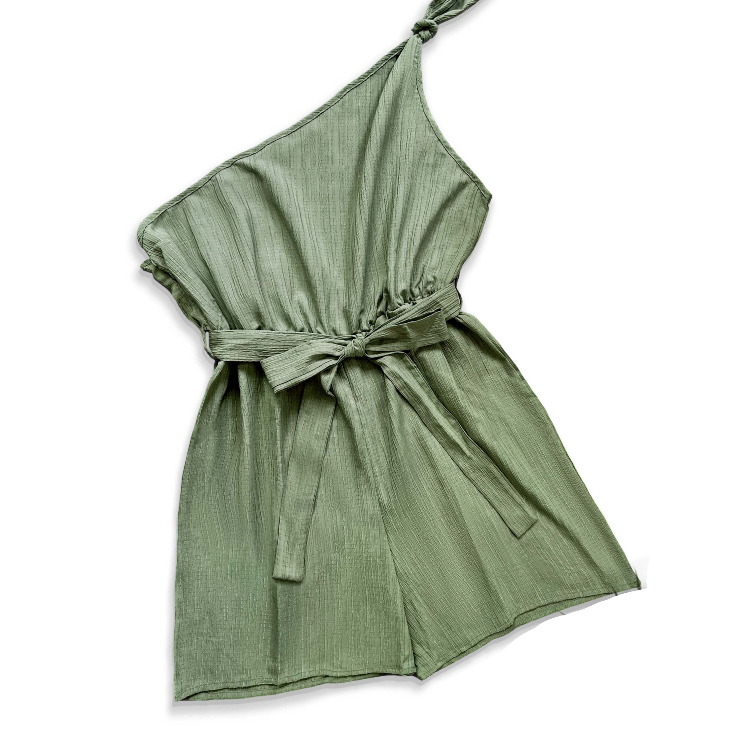 Plus Size Sleeveless One Shoulder Romper for Summer Elegant Clothing