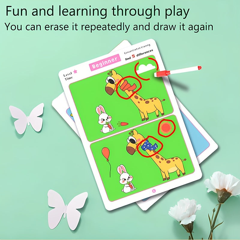 Kids Concentration Puzzle Game with Erasable Picture Cards