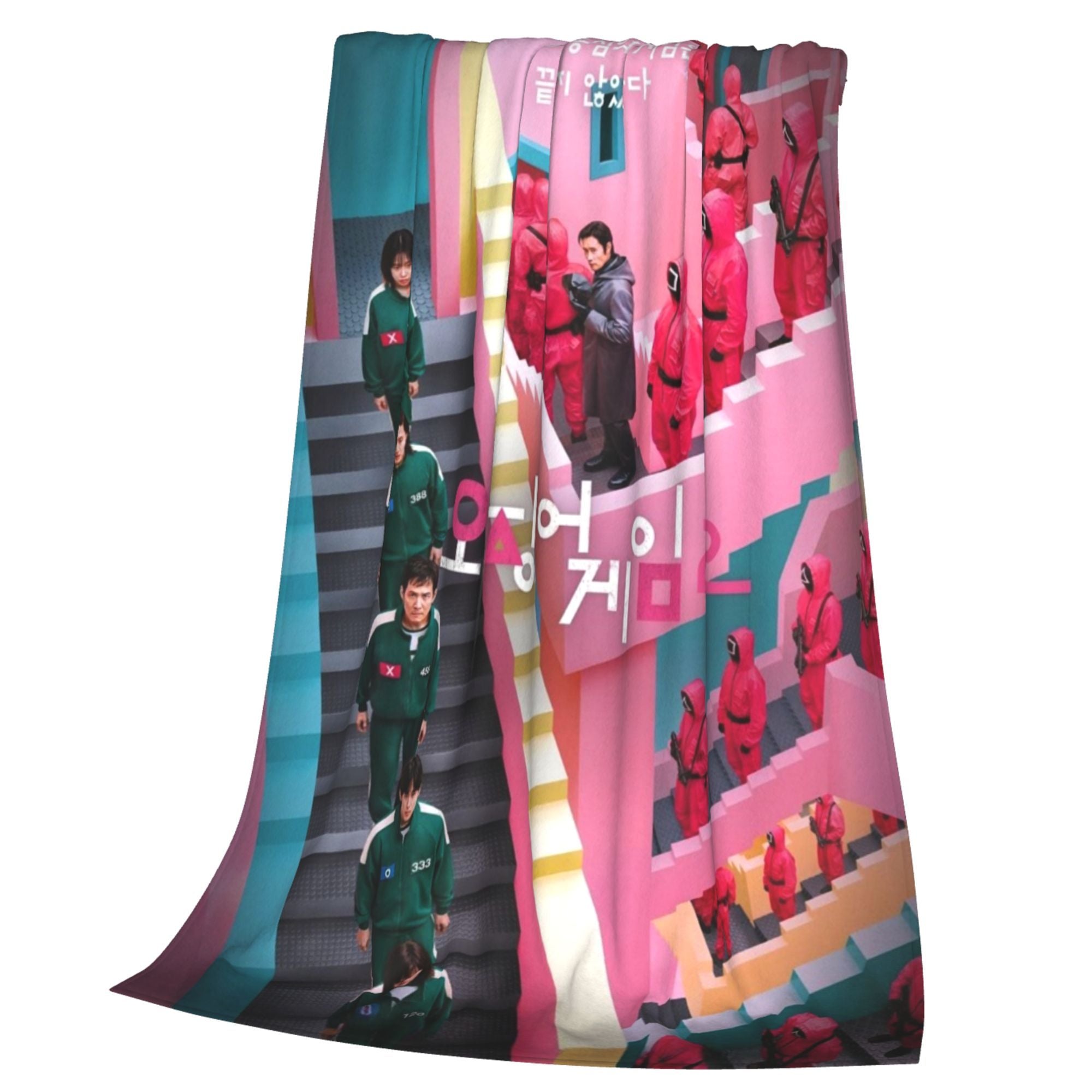 Flannel Throw Blanket Soft Warm Vibrant Colors Modern Design for Sofa Bed Camping