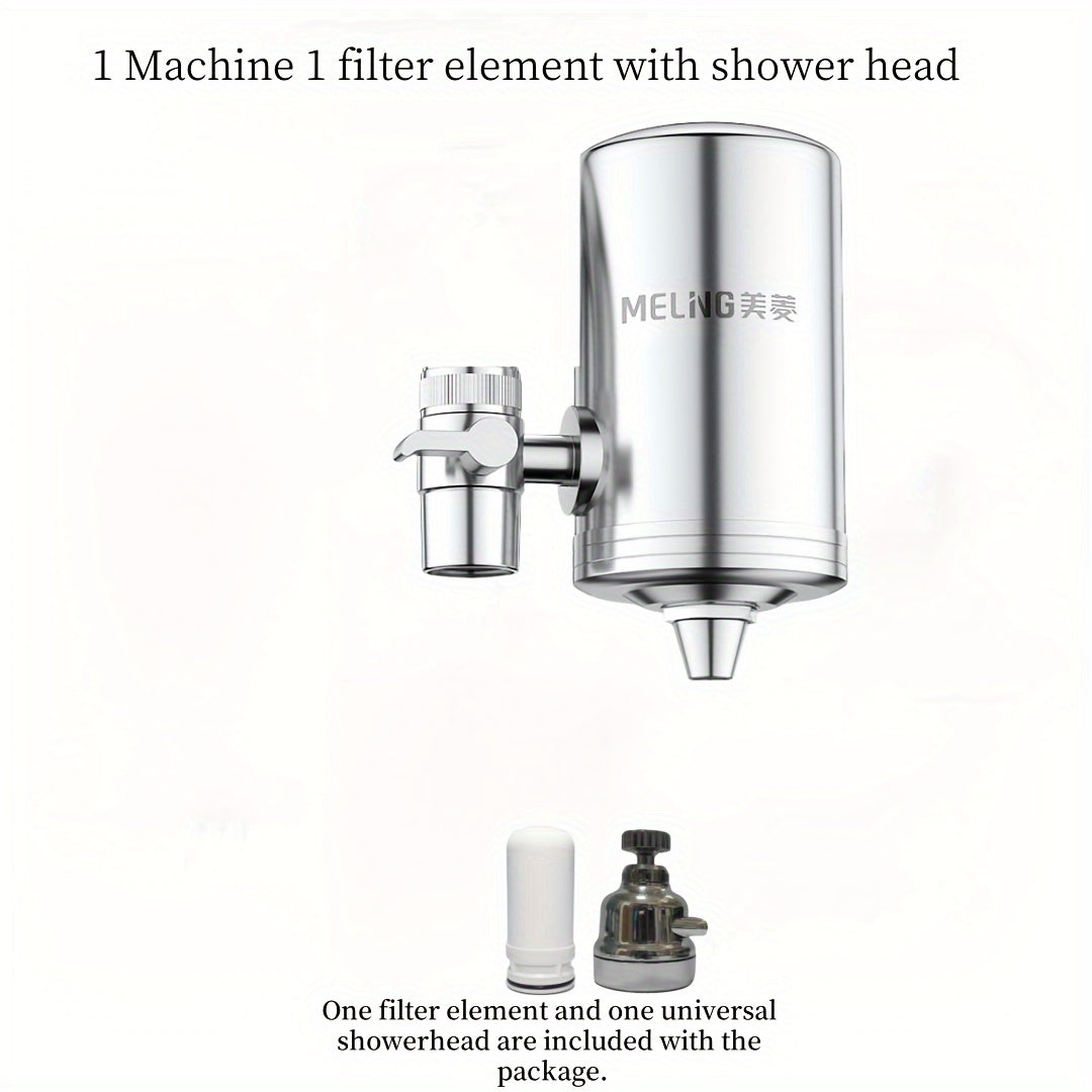 304 zanglamas po'latdan yasalgan kran suv filtri, ko'p yo'nalishli dush boshli - xlor, miya va og'ir metallarni kamaytirish uchun keramik kompozit kartuşli kran tozalagich, elektr energiyasi talab qilinmaydi.