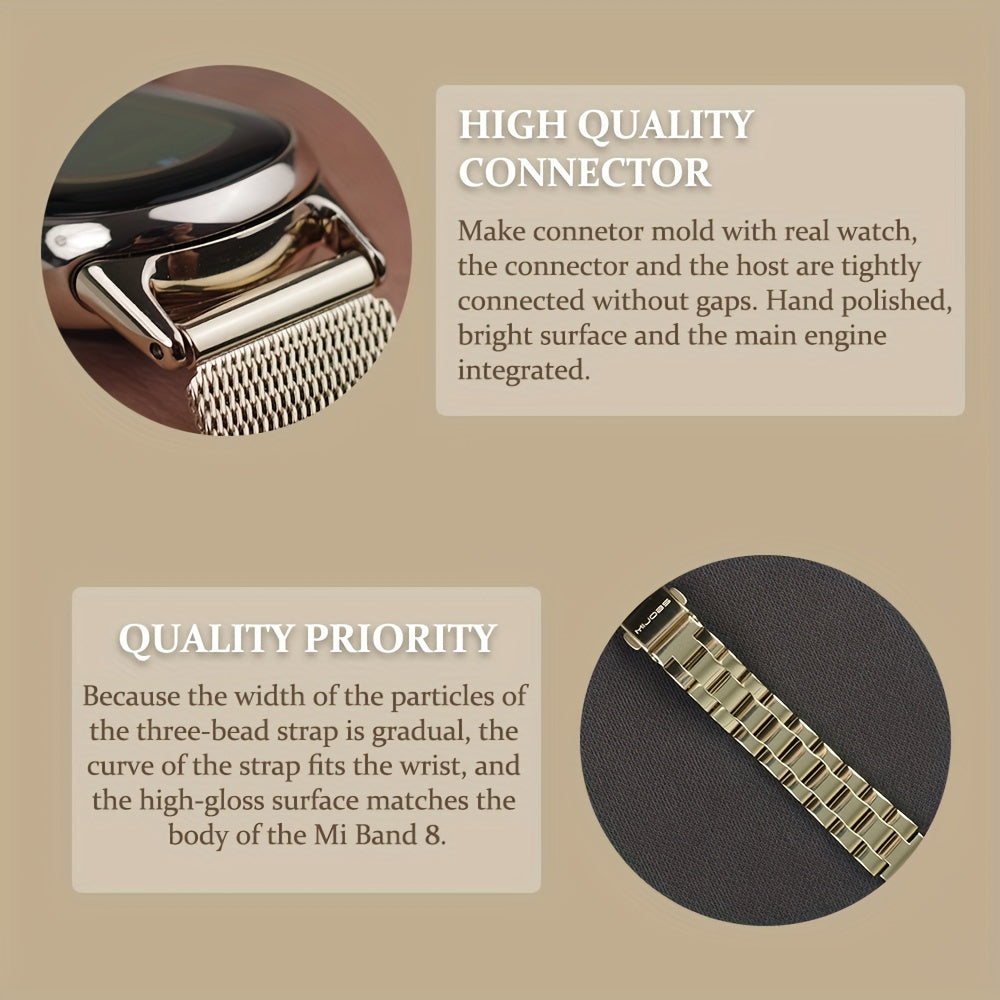 Stainless Steel Replacement Band for Mi Band 3-9 Dual-Tone Adjustable Fit
