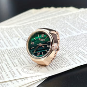 Mini Finger Watch for Women Small Size Rose Gold Retro Style Green Band