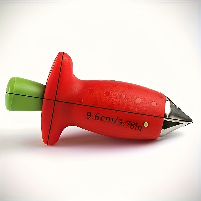 Stainless Steel Strawberry Huller Tool Red Handle Easy Stem Removal