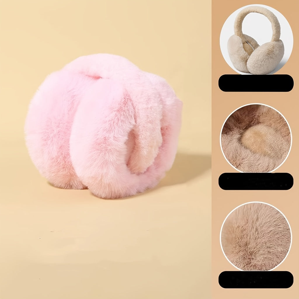 Velour Winter Earmuffs for Adults Soft Foldable Ear Warmers Cold Weather