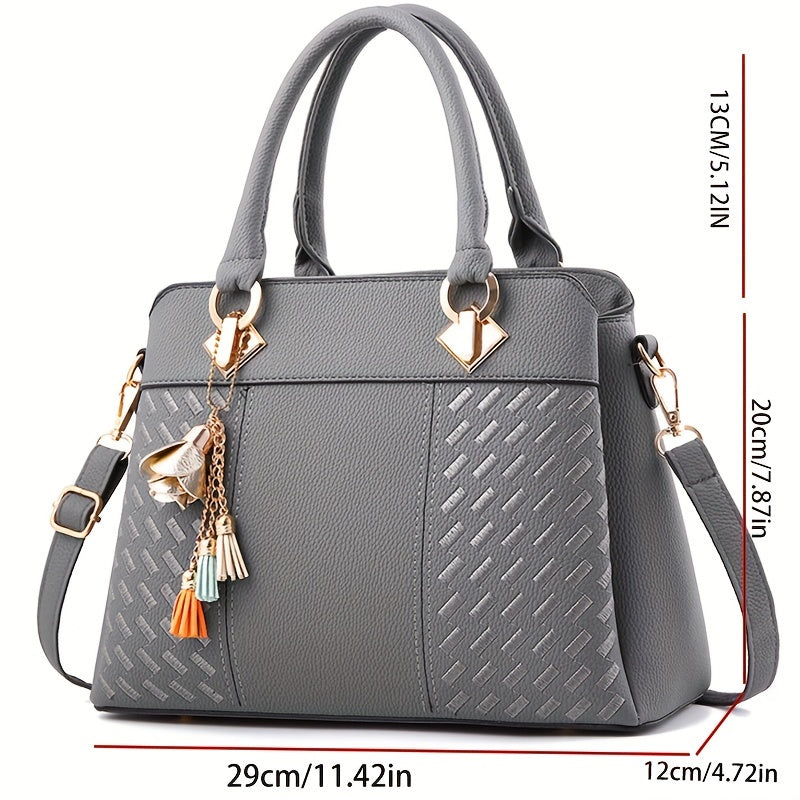 Women's Crocodile-Patterned Tote Bag with Zipper Closure and Large Capacity