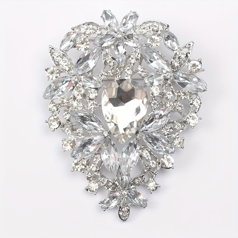 Vintage Style Rhinestone Brooch Pin with Irregular Crystal Glass Design