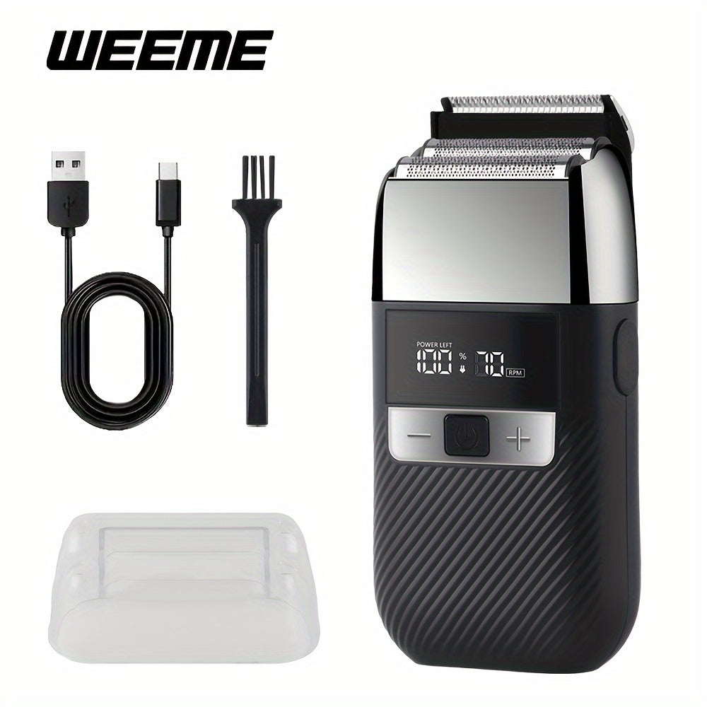 Cabezal de cuchilla recíproca de afeitadora eléctrica profesional para hombres, recargable por USB, lavable, batería de 46-60 min