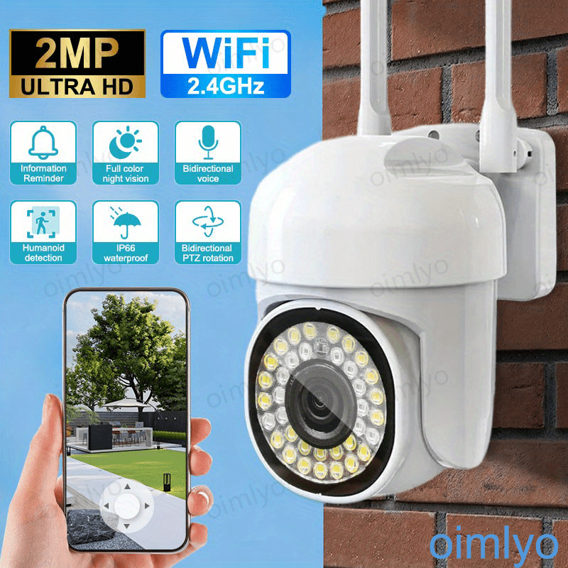 2MP Ultra HD WiFi Security Camera with 2-Way Audio Night Vision Pan-Tilt Tracking Waterproof
