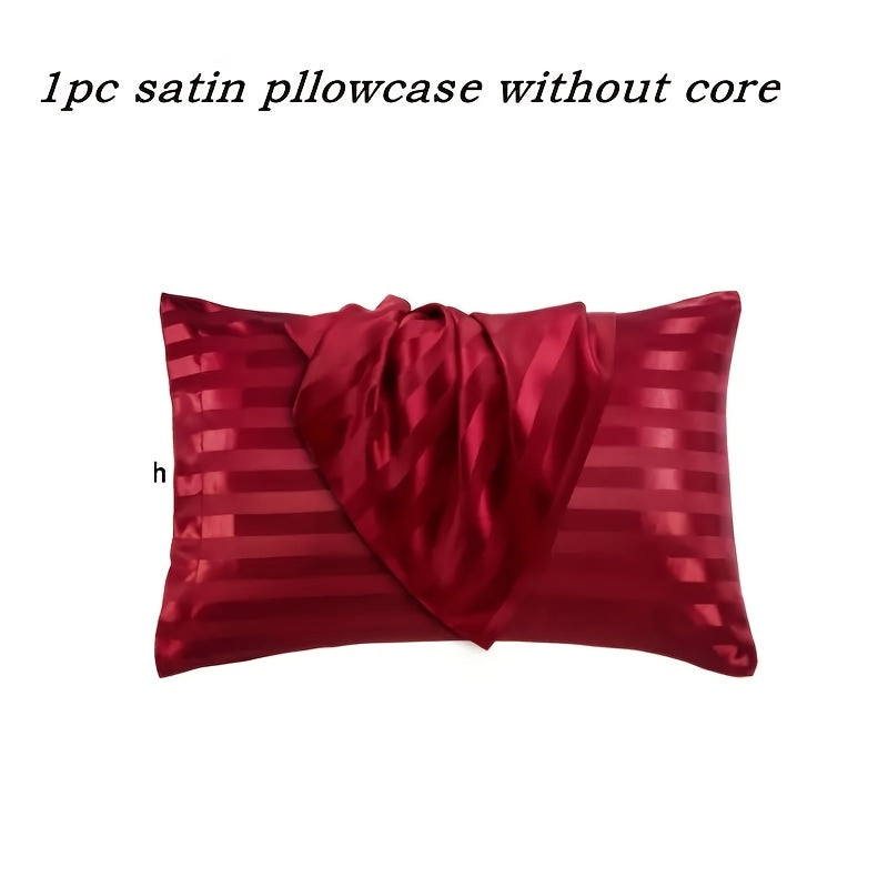White Striped Satin Pillowcase Hypoallergenic Breathable Stain-Resistant