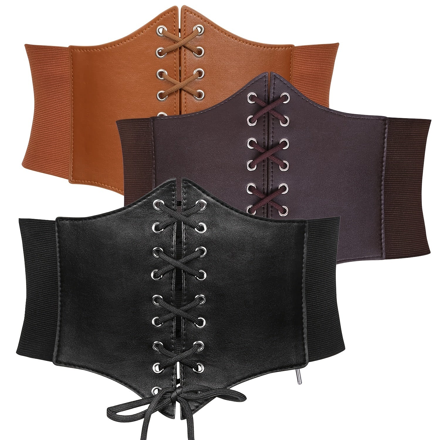 Набор из 1/2/3 корсетных ремней на шнуровке для женщин, эластичный широкий пояс, винтажный бант