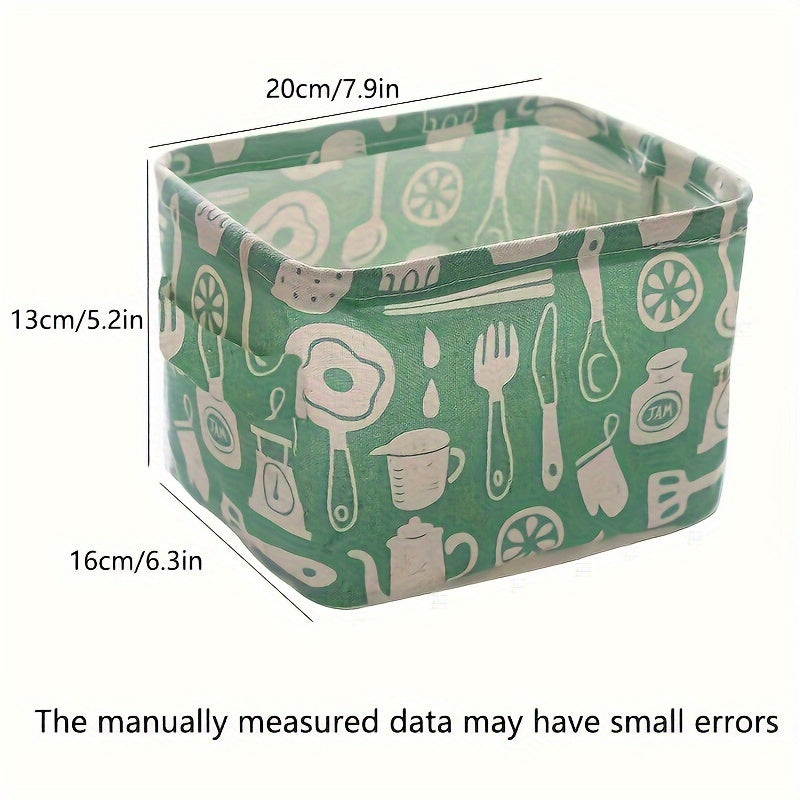 Cesta de almacenamiento plegable de tela con asas para cosméticos y comestibles
