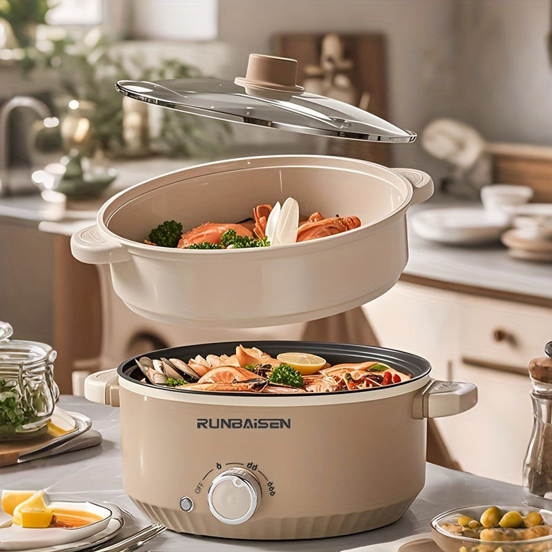 Elektr Wok va Bug'lamchi, Non-Stick Qozon, Oila yig'ilishlari va Yotoqxona uchun Ideal, Bardoshli Qurilish.