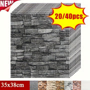 20/40pcs 3D Brick Foam Wall Stickers Waterproof Peel and Stick Tiles for Kitchen Bathroom Living Room Hallway