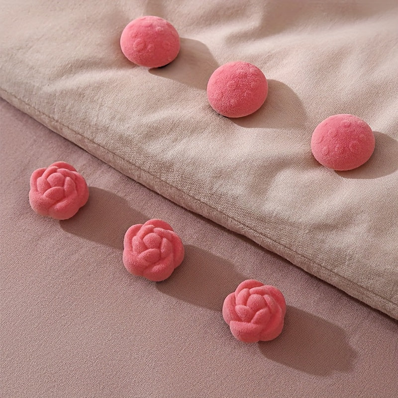 Set of 8 Pink Nylon Velvet Bedspread Corner Holders Quilt Fasteners for Bedding and Sofa Covers